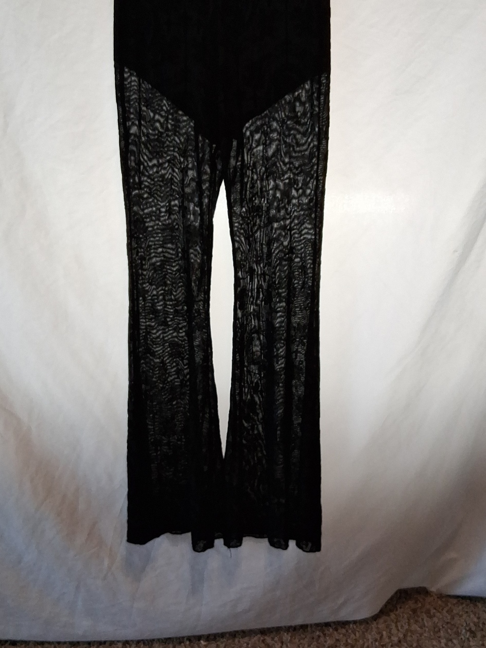 Black Burnout Velvet Laced  Goth Flared Bottom with Subtle Pattern - Picture 4 of 16
